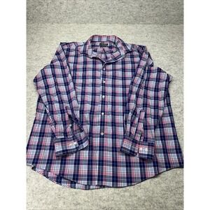 Men's Polo‎ Green Label Plaided Button Shirt Blue and Pink Long Sleeve Cotton